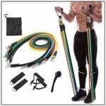 Resistance Bands Set | 11pcs Latex Pull Rope | With Door Anchor, Handles & Ankle Straps |