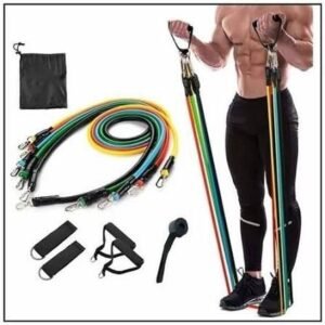 Resistance Bands Set | 11pcs Latex Pull Rope | With Door Anchor, Handles & Ankle Straps |
